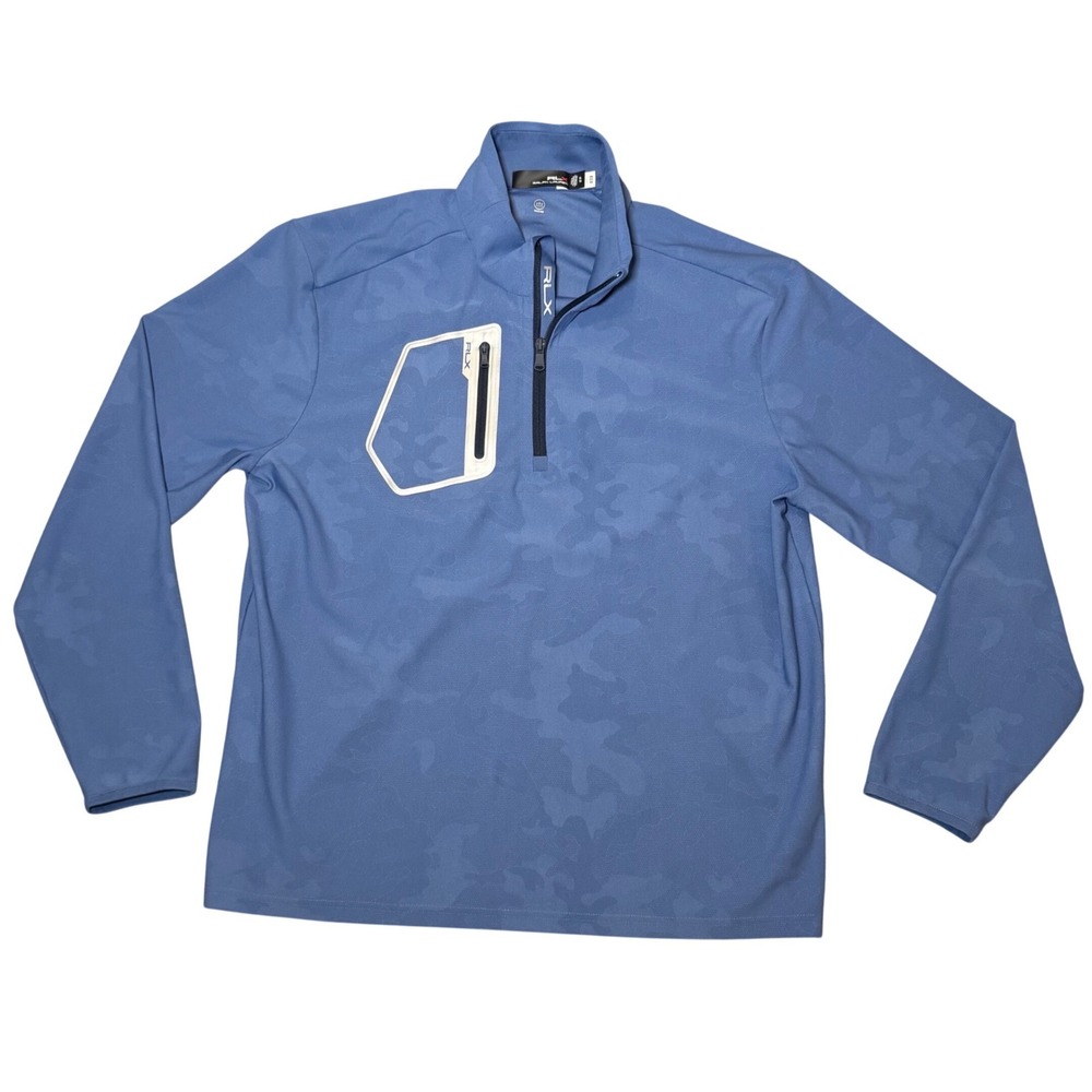 RLX Ralph Lauren Pullover Mens XL Blue Camo 1/4 Zip Moisture Wicking Golf Shirt